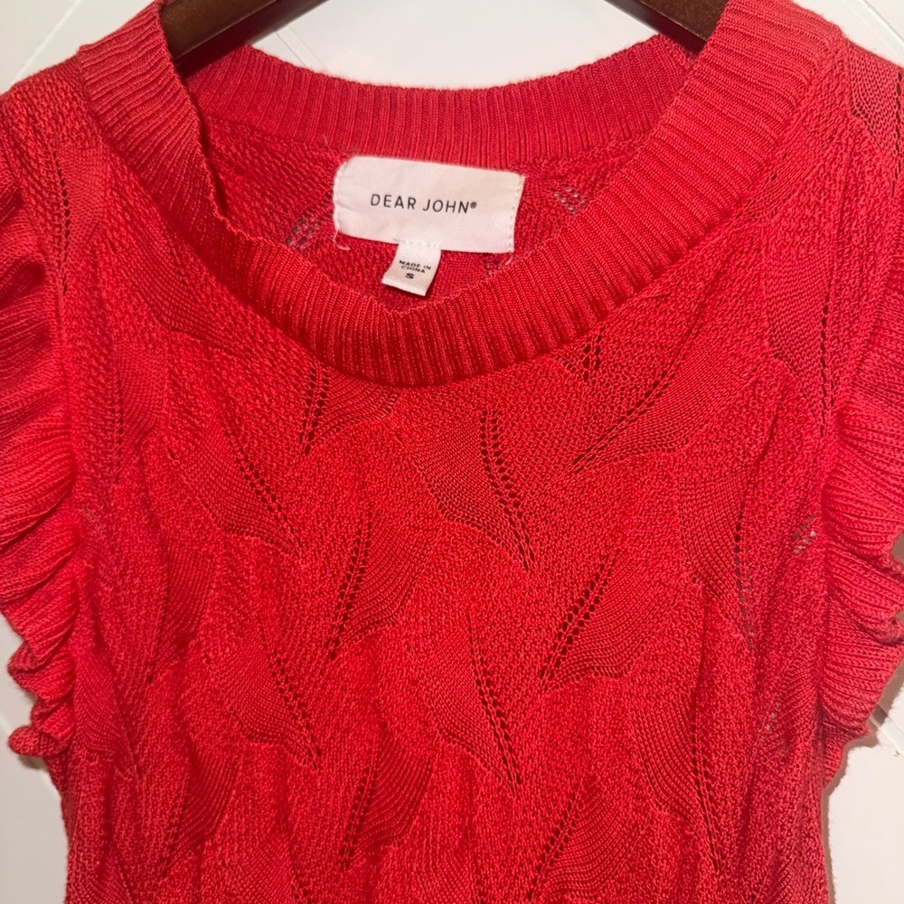 DEAR JOHN DENIM betty crew sweater tank in red rose small - Picture 8 of 12